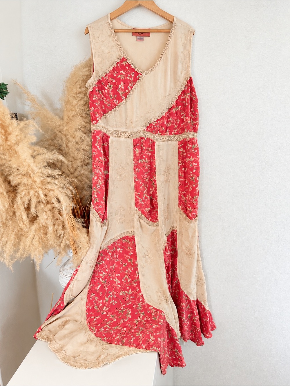 Vintage Y2K Agan Traders Boho Patchwork Maxi Dress